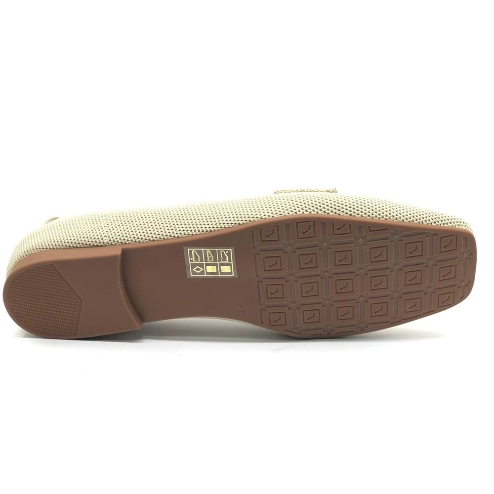 Feles Triko Toka Detaylı Küt Burun Kadın Babet Ayakkabı