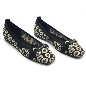 Feles Leopar Triko Küt Burun Kadın Babet Ayakkabı