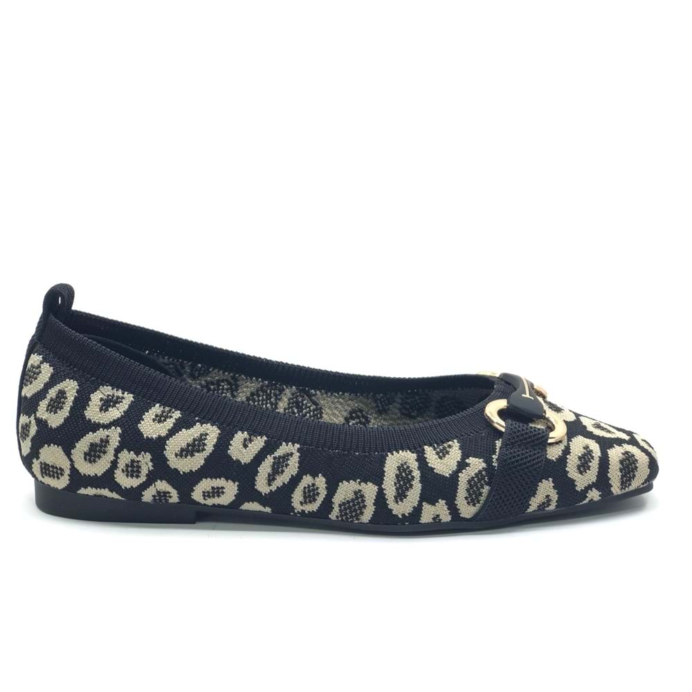 Feles Leopar Triko Küt Burun Kadın Babet Ayakkabı