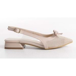 Feles Fiyonk Dantel Detaylı Arkası Açık Kadın Babet Ayakkabı