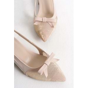 Feles Fiyonk Dantel Detaylı Arkası Açık Kadın Babet Ayakkabı