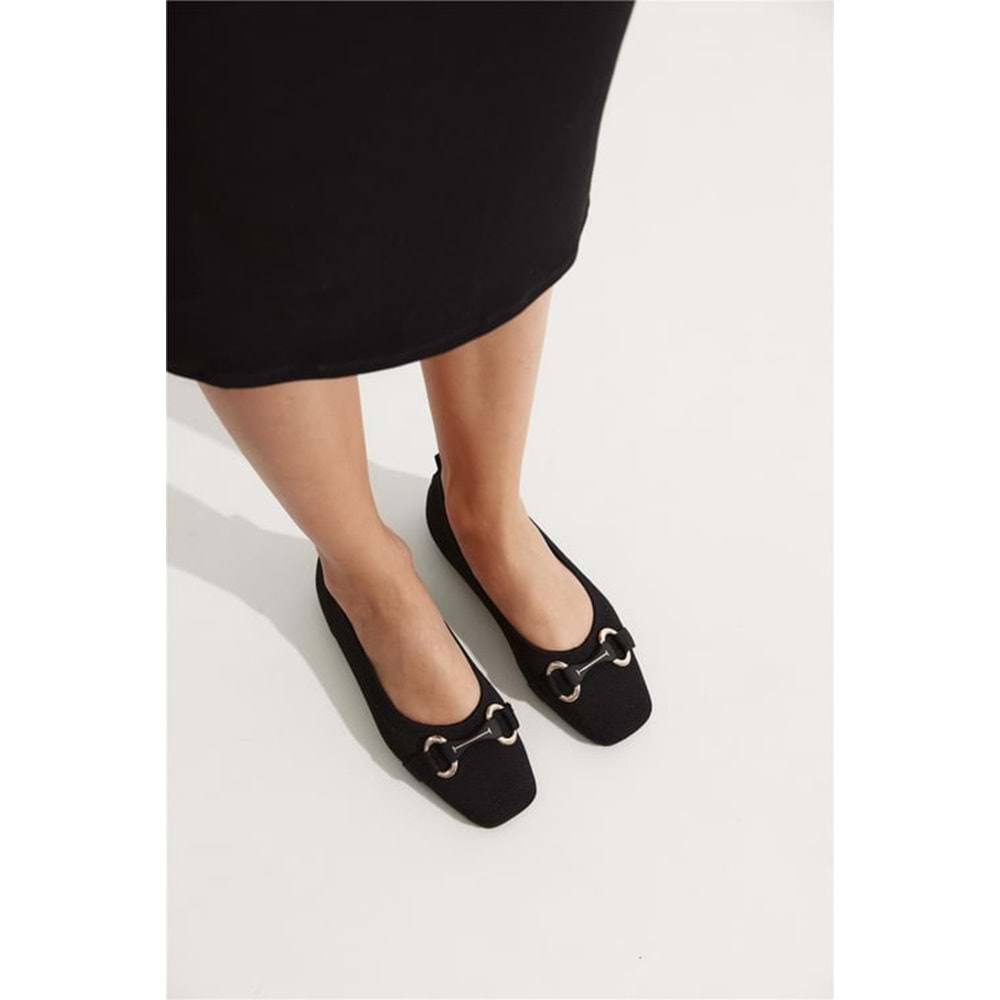 Feles Triko Toka Küt Burun Kadın Babet Ayakkabı