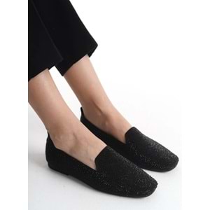 Feles Triko Taş Küt Burun Kadın Babet Ayakkabı