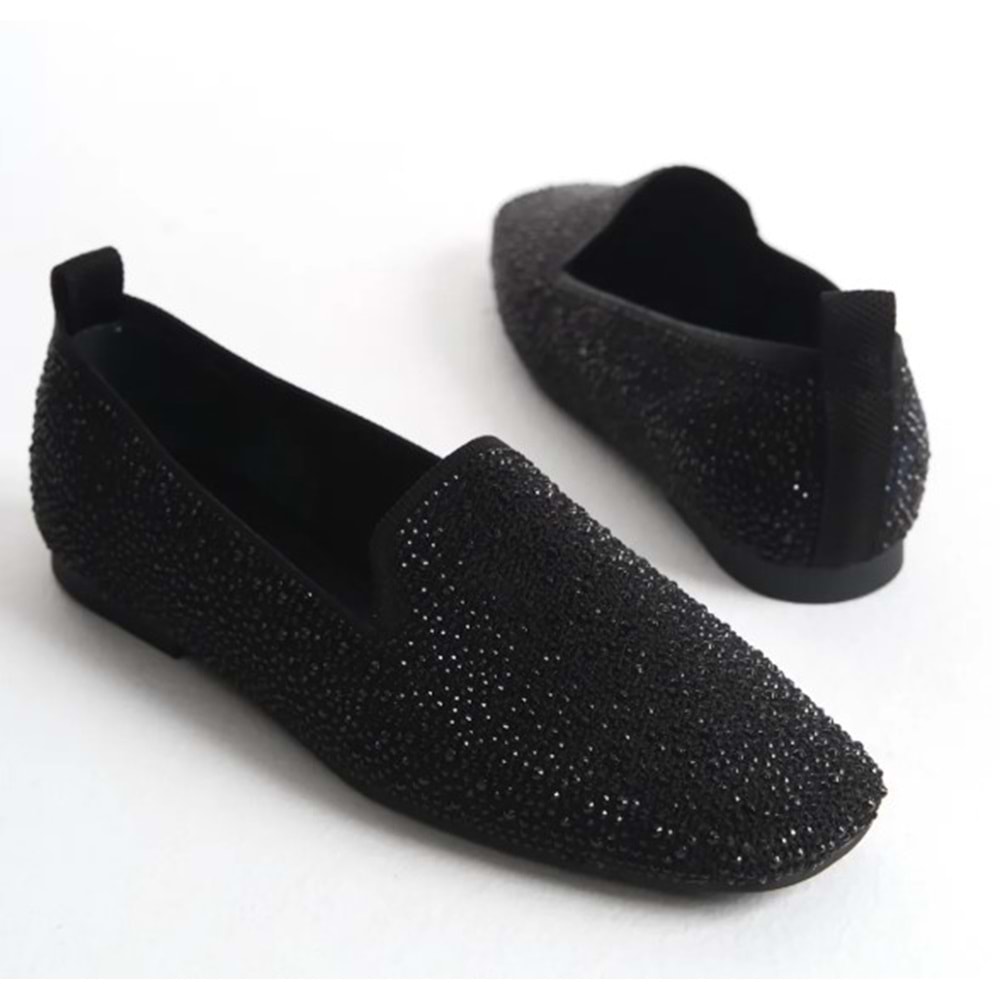 Feles Triko Taş Küt Burun Kadın Babet Ayakkabı