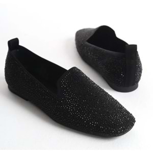 Feles Triko Taş Küt Burun Kadın Babet Ayakkabı