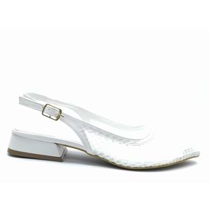 Feles Dantel Detaylı Kısa Topuklu Arkası Açık Kadın Babet Ayakkabı