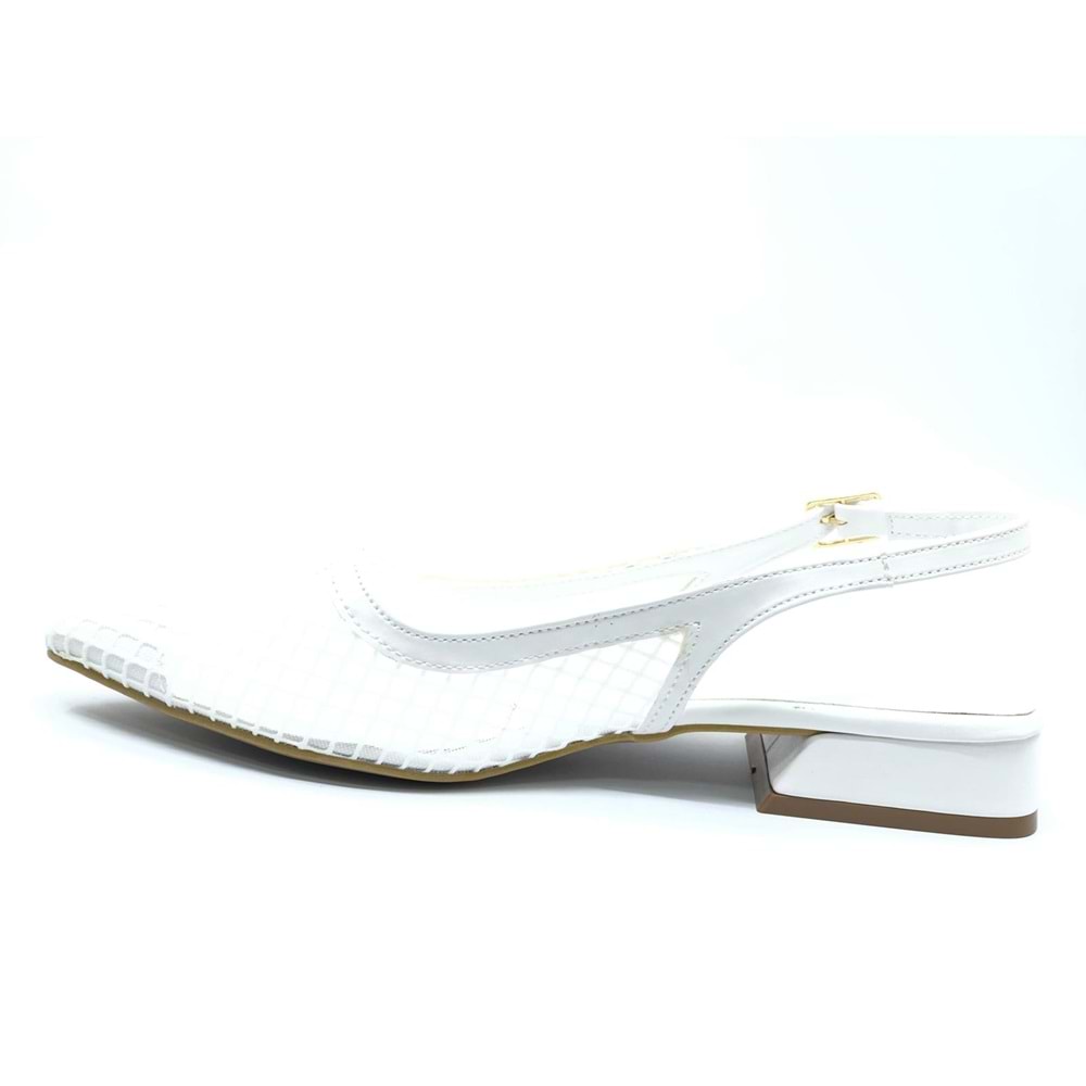 Feles Dantel Detaylı Kısa Topuklu Arkası Açık Kadın Babet Ayakkabı