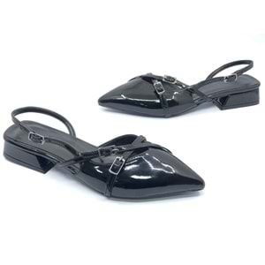 Feles Toka Detaylı Kısa Topuklu Arkası Açık Kadın Babet Ayakkabı