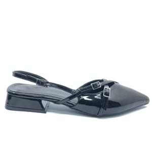 Feles Toka Detaylı Kısa Topuklu Arkası Açık Kadın Babet Ayakkabı