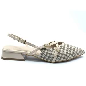 Feles Toka Detaylı Kısa Topuklu Arkası Açık Kadın Babet Ayakkabı