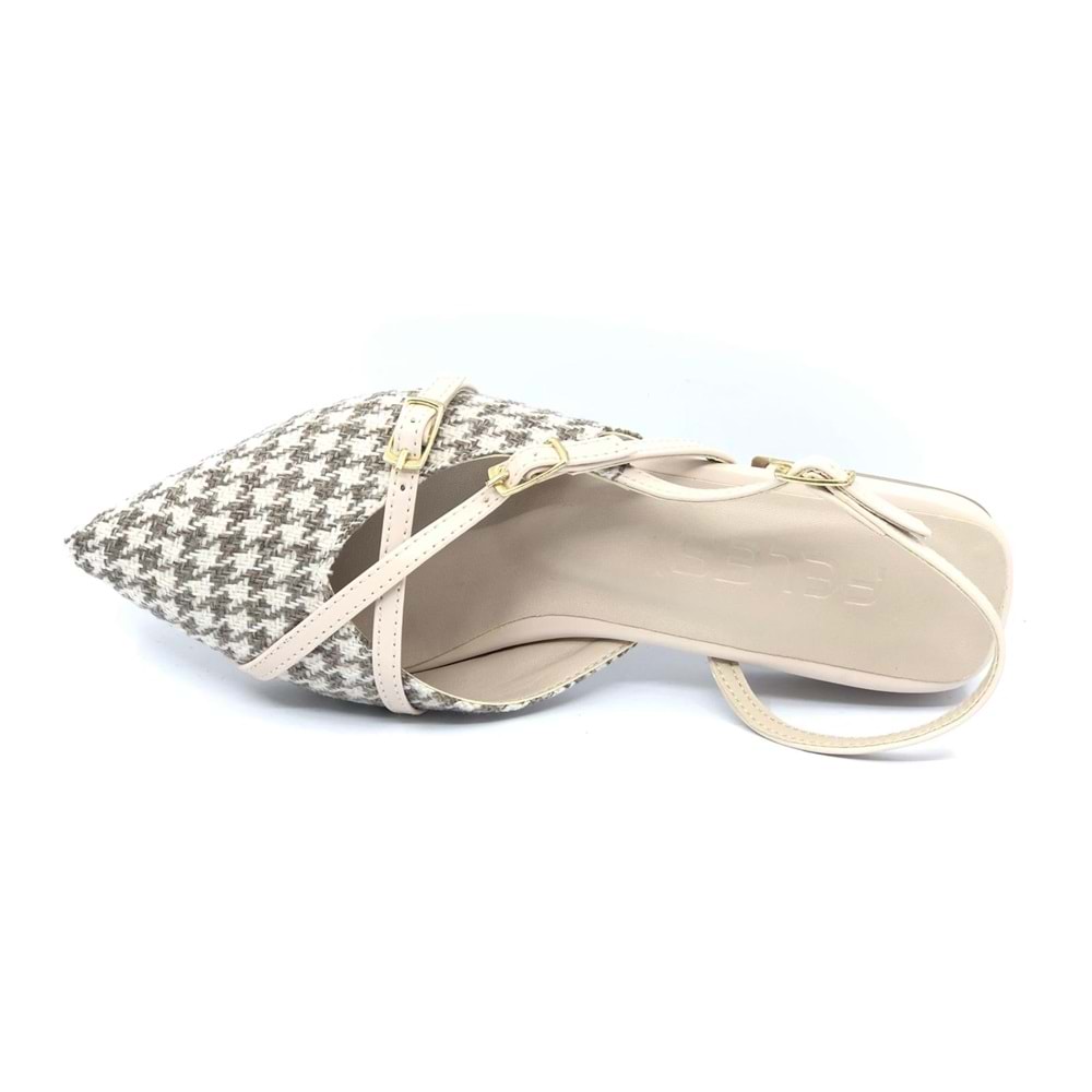 Feles Toka Detaylı Kısa Topuklu Arkası Açık Kadın Babet Ayakkabı