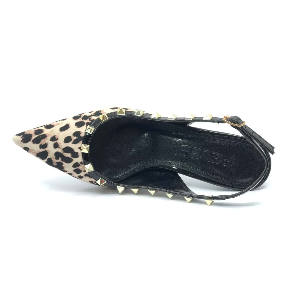 Feles Zımba Şerit Detaylı Arkası Açık Stiletto Kadın Topuklu Ayakkabı