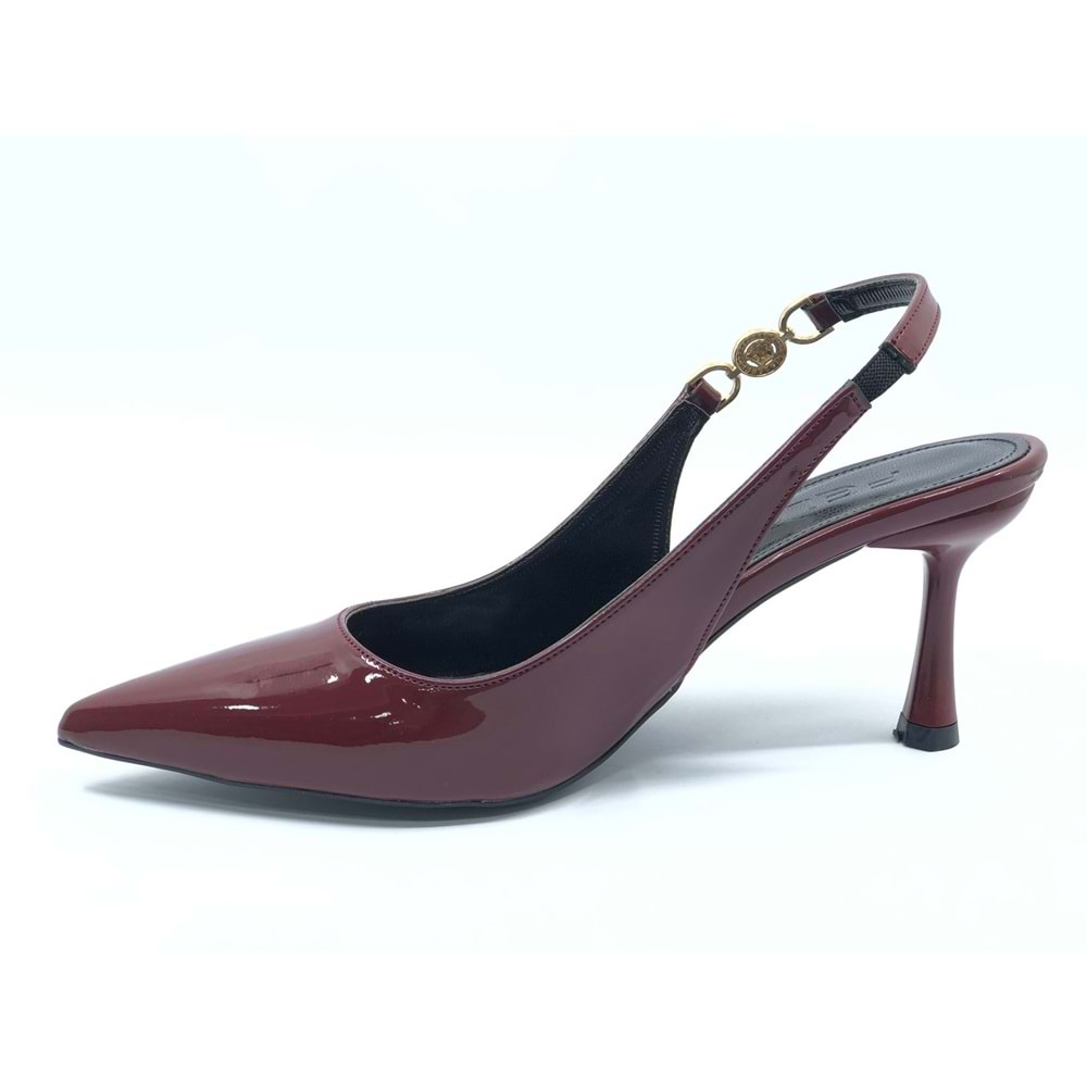 Feles Yan Toka Detaylı Arkası Açık Stiletto Kadın Topuklu Ayakkabı