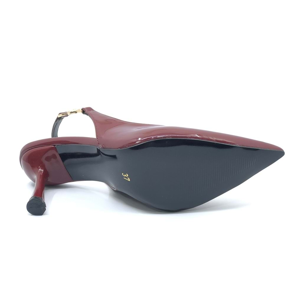 Feles Yan Toka Detaylı Arkası Açık Stiletto Kadın Topuklu Ayakkabı