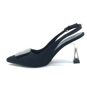 Feles Taş Toka Detaylı Arkası Açık Stiletto Kadın Topuklu Ayakkabı