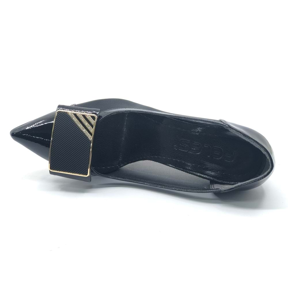 Feles Yanı Şeffaf Taş Toka Detaylı Kadın Topuklu Ayakkabı