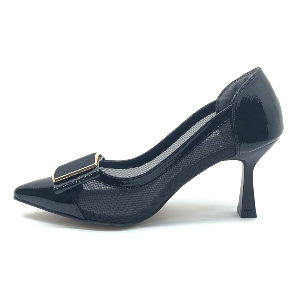 Feles Yanı Şeffaf Taş Toka Detaylı Kadın Topuklu Ayakkabı