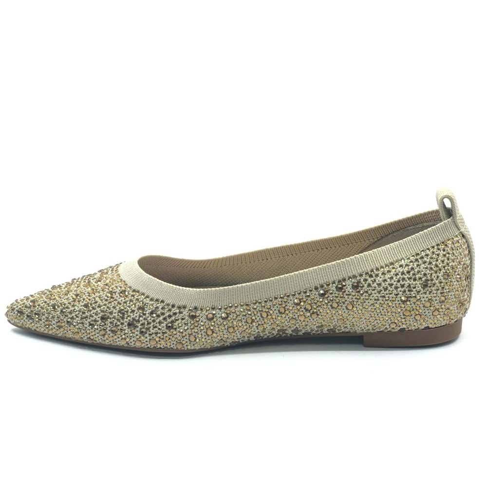 Feles Sivri Burun Taş Detaylı Kadın Babet Ayakkabı