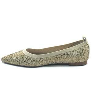 Feles Sivri Burun Taş Detaylı Kadın Babet Ayakkabı