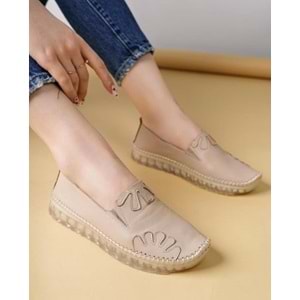 Ayakdaş Saraç Detaylı Hakiki Deri Kadın Babet Ayakkabı