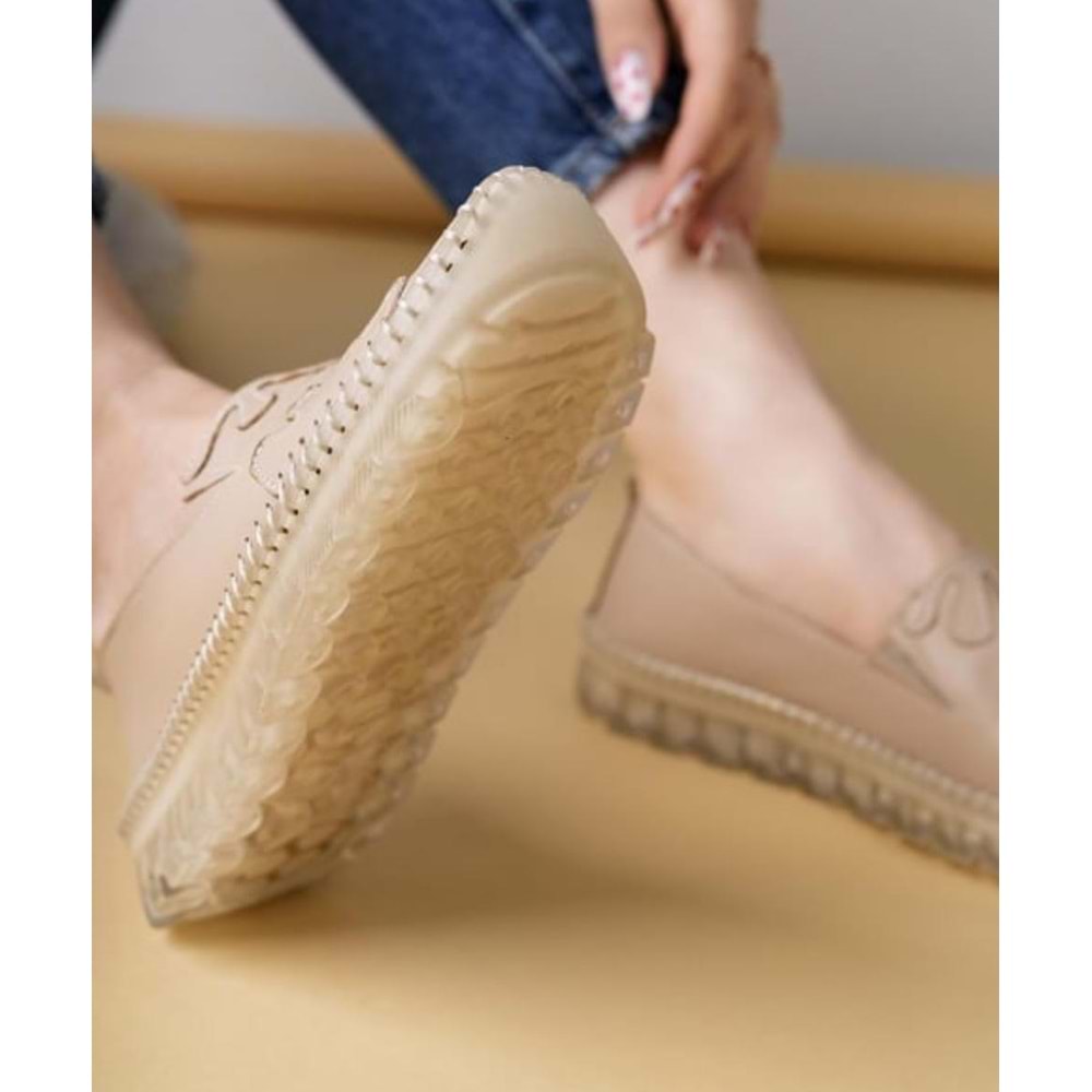 Ayakdaş Saraç Detaylı Hakiki Deri Kadın Babet Ayakkabı