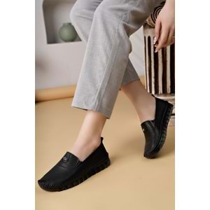 Ayakdaş Saraç Detaylı Şeffaf Taban Hakiki Deri Kadın Babet Ayakkabı