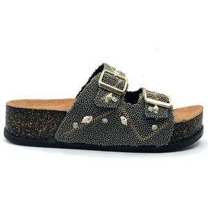 Feles Çift Toka Mantar Taban Taş Detaylı Kadın Terlik