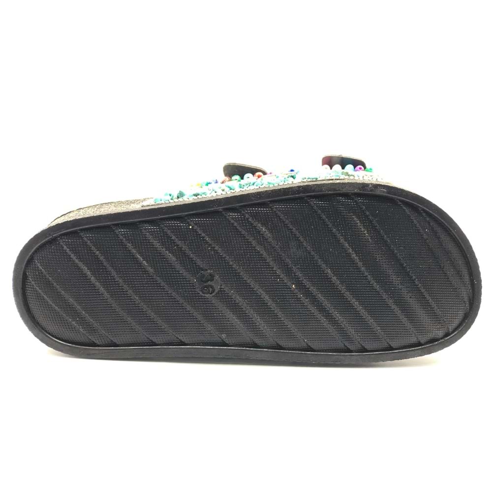 Feles Çift Toka Mantar Taban Taş Detaylı Kadın Terlik