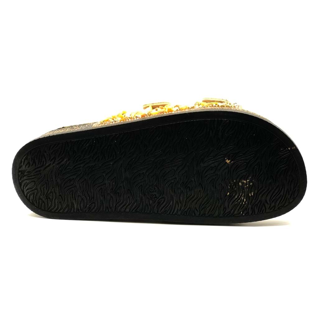 Feles Çift Toka Mantar Taban Taş Detaylı Kadın Terlik