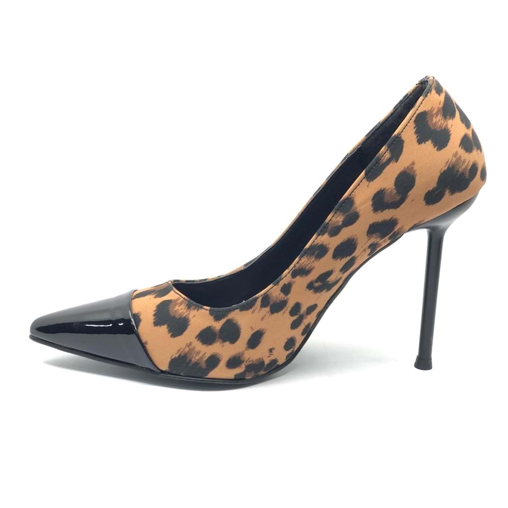 Feles İnce Topuklu Leopar Desenli Stiletto Kadın Ayakkabı