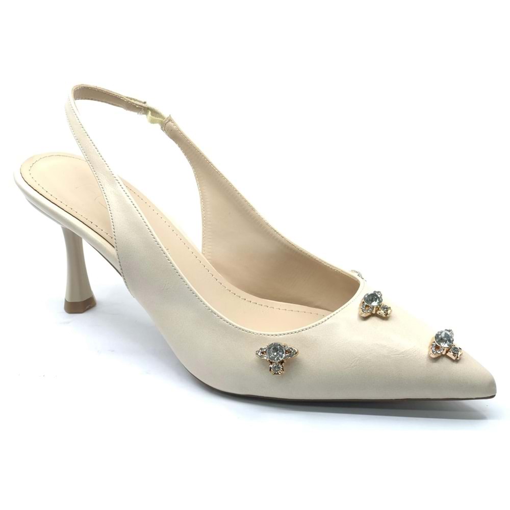 Feles Arkası Açık Taş Detaylı Stiletto Kadın Ayakkabı