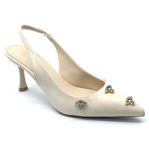 Feles Arkası Açık Taş Detaylı Stiletto Kadın Ayakkabı