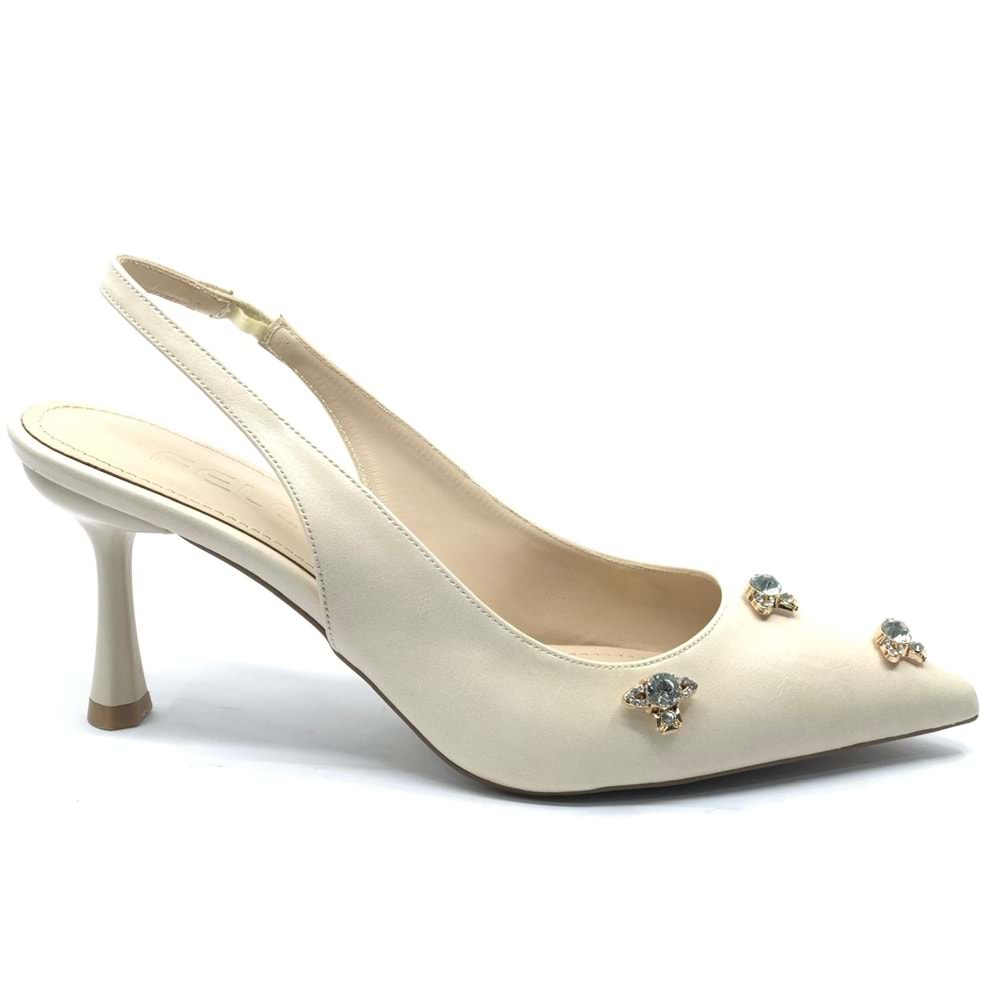 Feles Arkası Açık Taş Detaylı Stiletto Kadın Ayakkabı