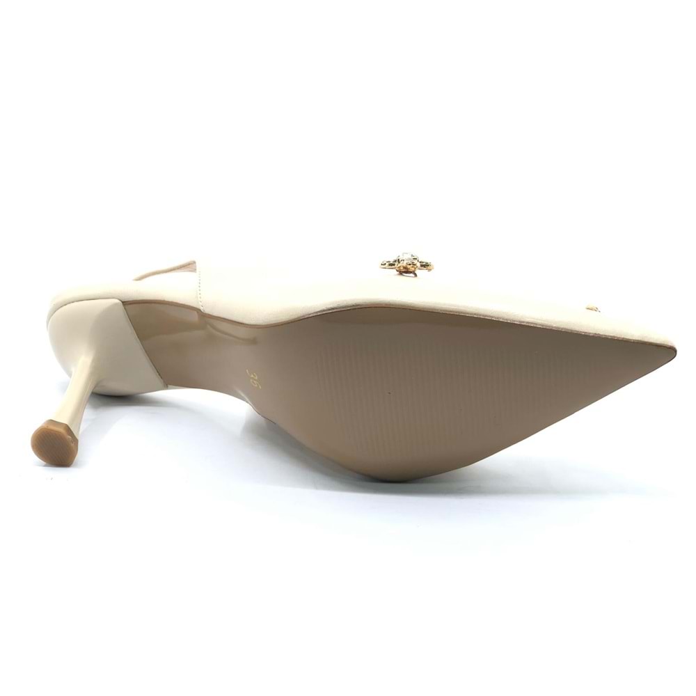 Feles Arkası Açık Taş Detaylı Stiletto Kadın Ayakkabı