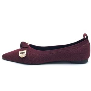 Feles Triko Fiyonk Detaylı Sivri Burun Kadın Babet Ayakkabı