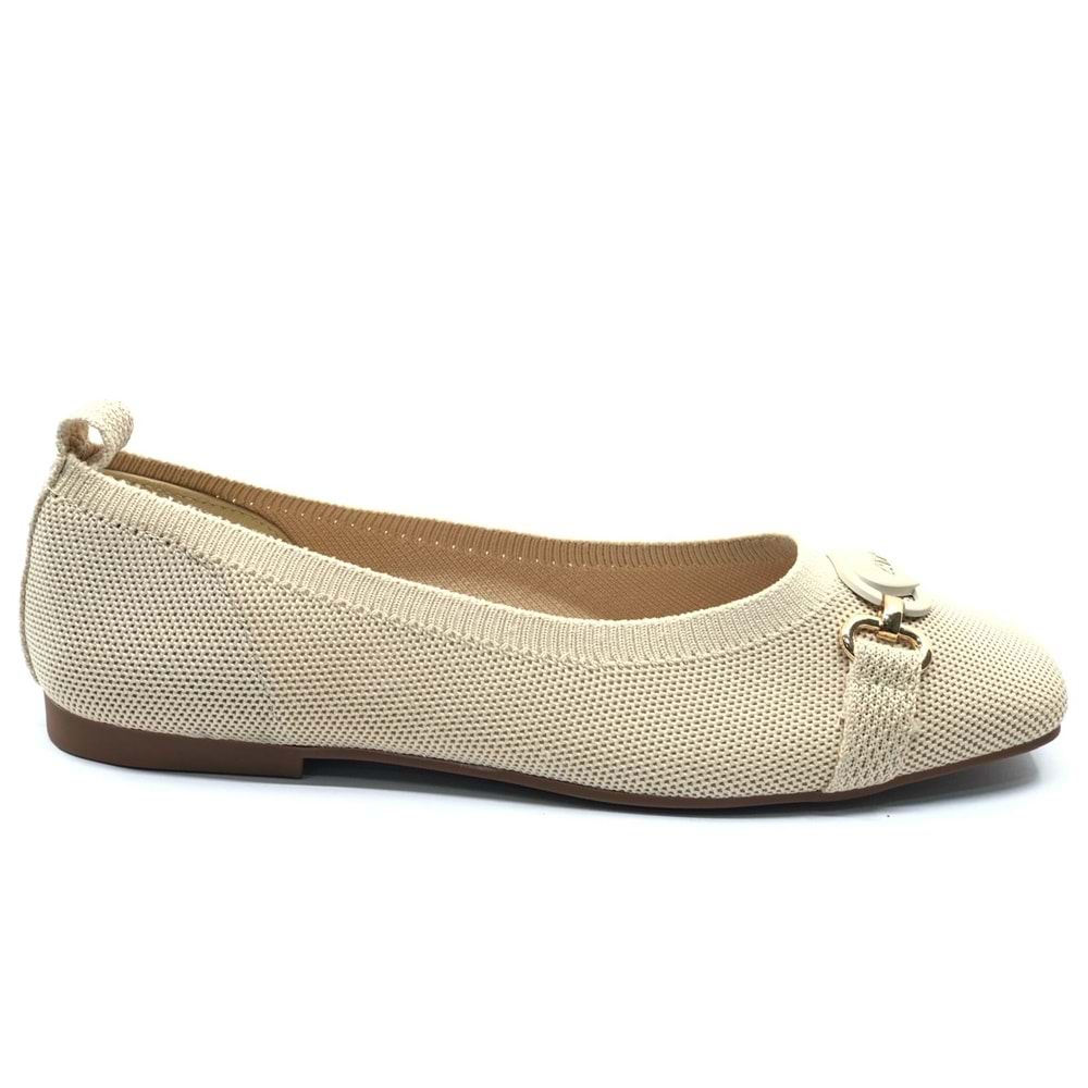 Feles Küt Burun Kalp Toka Detaylı Ağzı Açık Kadın Babet Ayakkabı