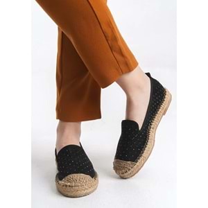 Feles Taş Detaylı Espadril Kadın Babet Ayakkabı