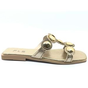 Feles İnce Taban Taş Detaylı Kadın Terlik