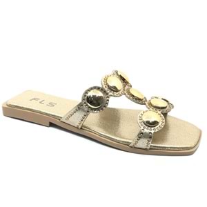 Feles İnce Taban Taş Detaylı Kadın Terlik