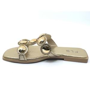 Feles İnce Taban Taş Detaylı Kadın Terlik