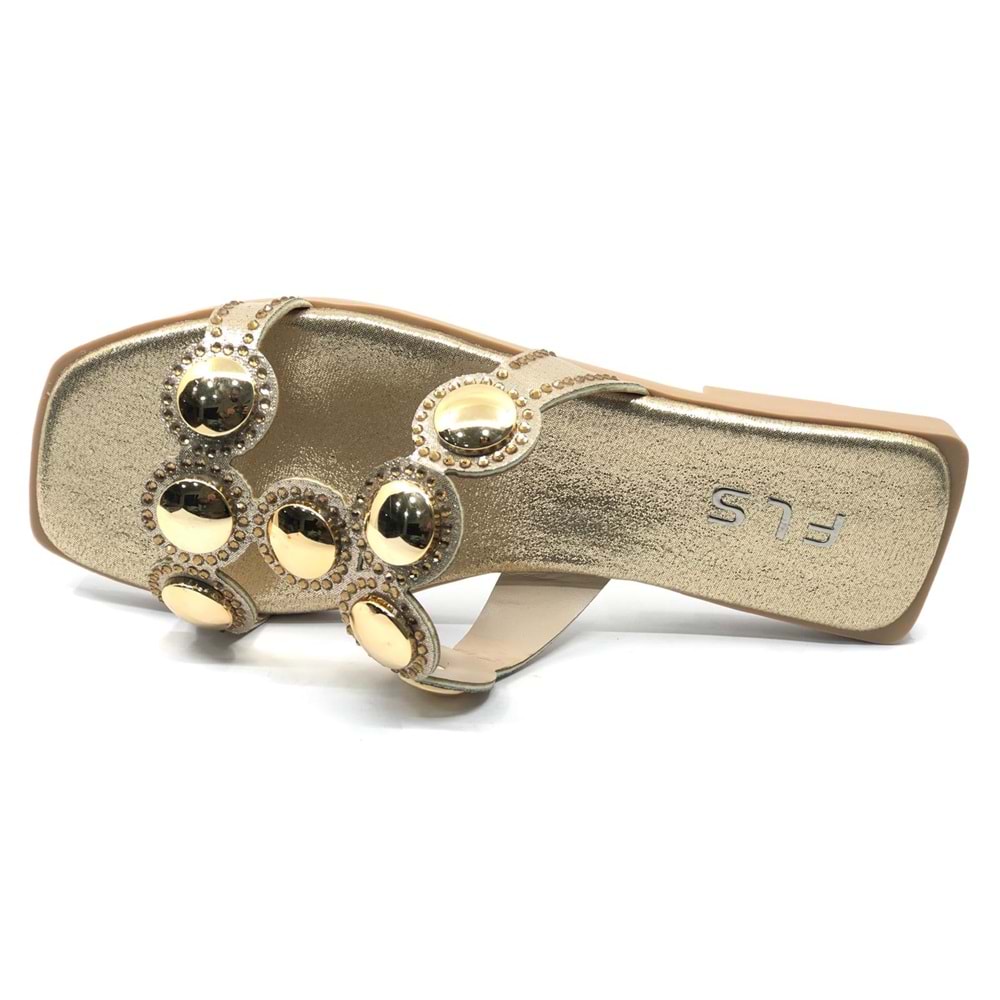 Feles İnce Taban Taş Detaylı Kadın Terlik