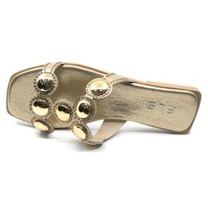 Feles İnce Taban Taş Detaylı Kadın Terlik