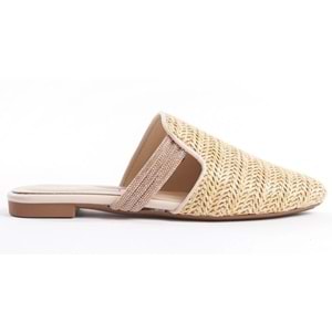 Feles İnce Taban Hasır Detaylı Kadın Terlik