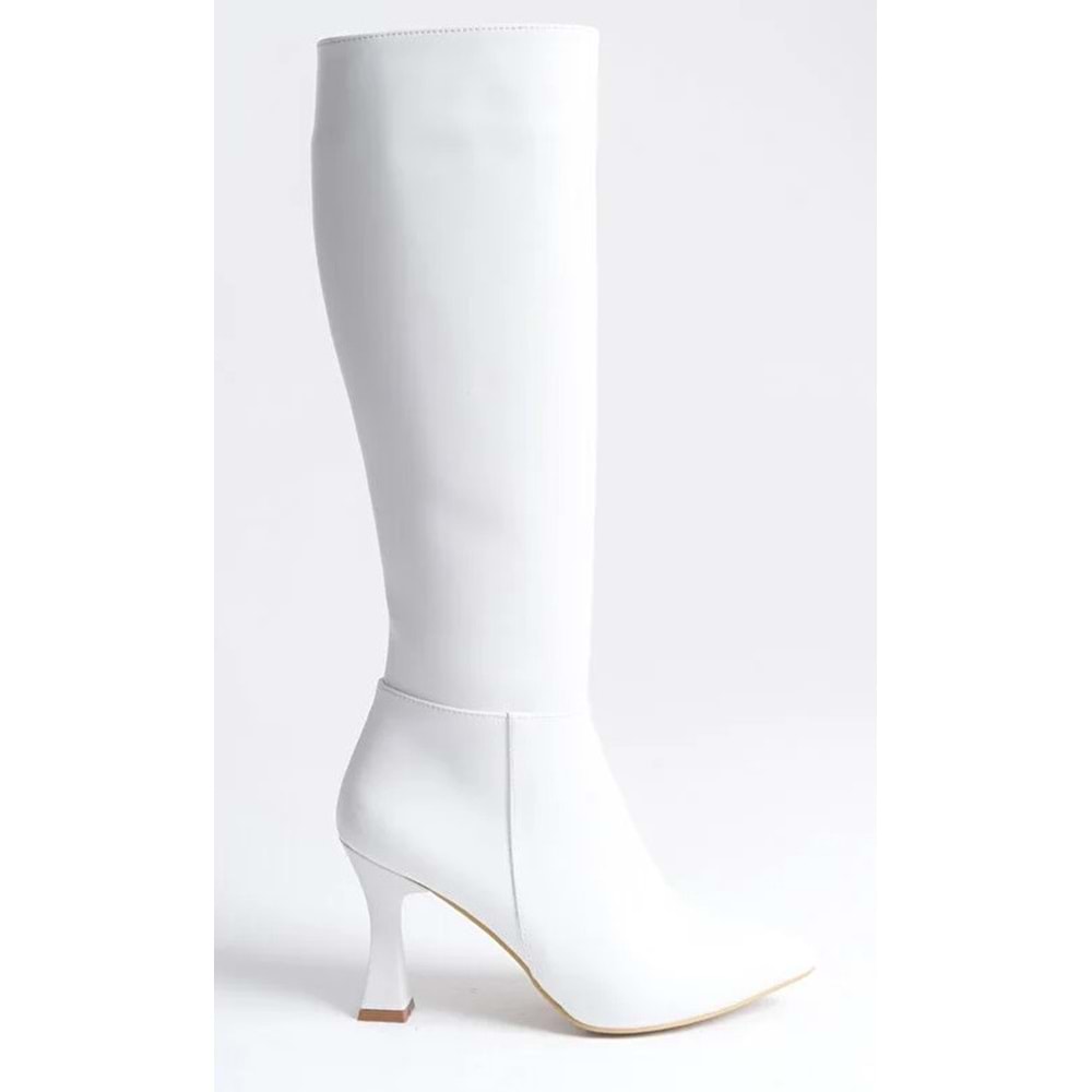 Feles Diz Altı Topuklu Sivri Burun Kadın Çizme