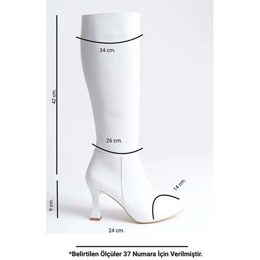 Feles Diz Altı Topuklu Sivri Burun Kadın Çizme