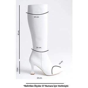Feles Diz Altı Topuklu Sivri Burun Kadın Çizme