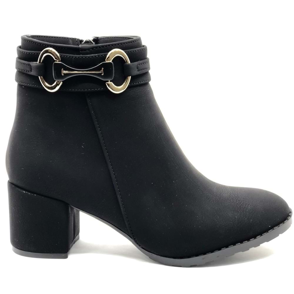 Feles Yanı Tokalı Klasik Topuklu Kadın Bot