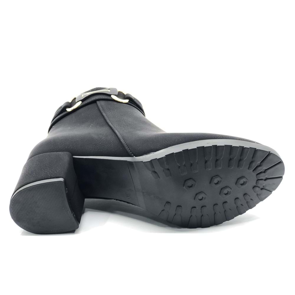 Feles Yanı Tokalı Klasik Topuklu Kadın Bot