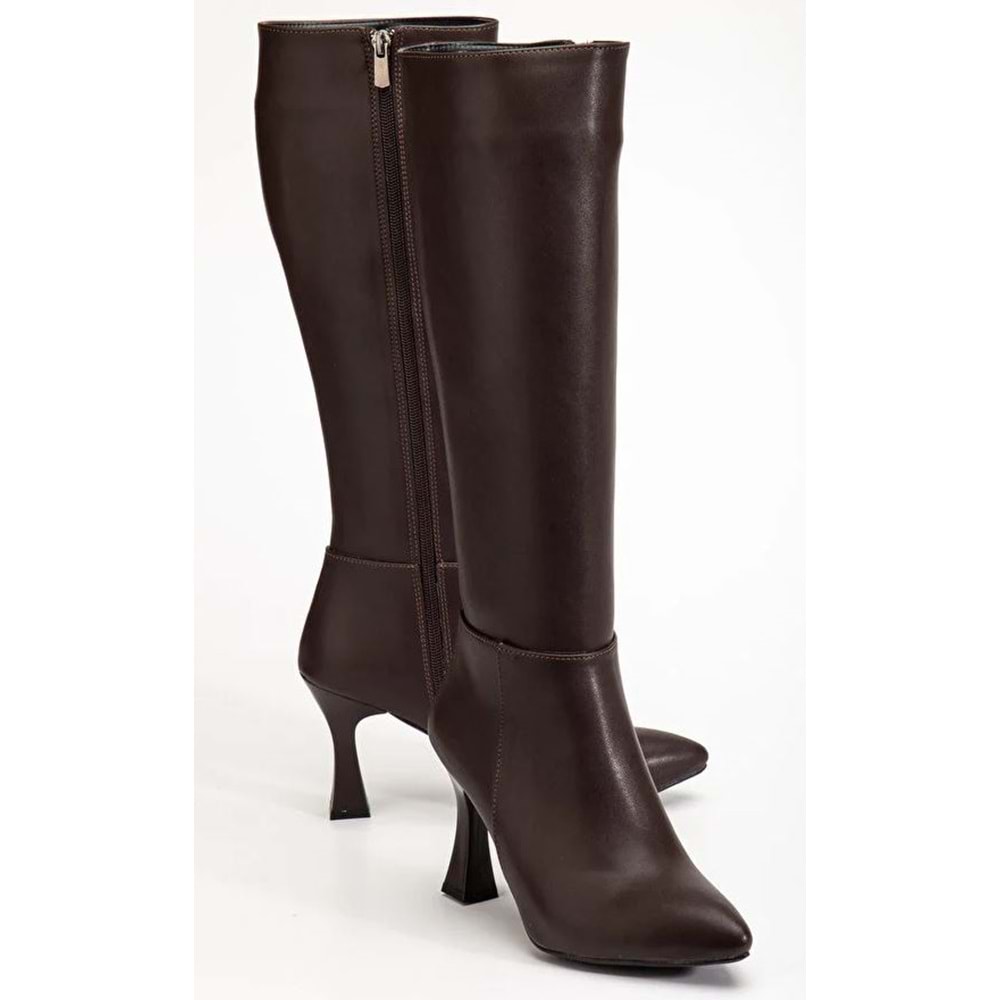 Feles Diz Altı Topuklu Sivri Burun Kadın Çizme