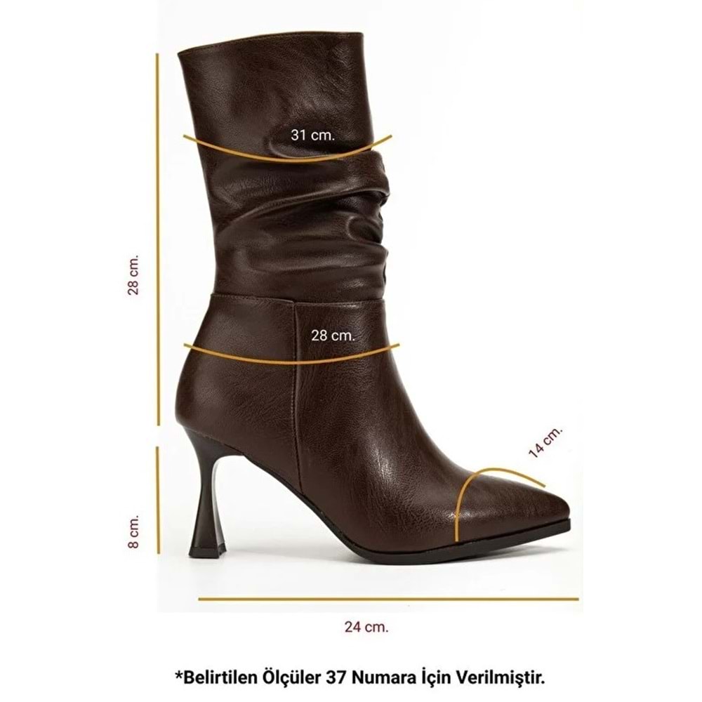 Feles Yandan Fermuarlı Büzgülü Kadın Çizme